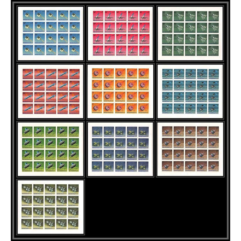 698c Manama MNH ** Mi N° 87 / 96 B probes Satellites espace space research non dentelé (Imperf) feuilles sheets