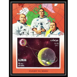 699 Ajman - MNH ** Mi N° 68 B trajactory of apollo 8 espace (space) lovell anders borman non dentelé (Imperf)
