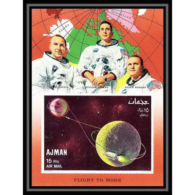 699 Ajman - MNH ** Mi N° 68 B trajactory of apollo 8 espace (space) lovell anders borman non dentelé (Imperf)