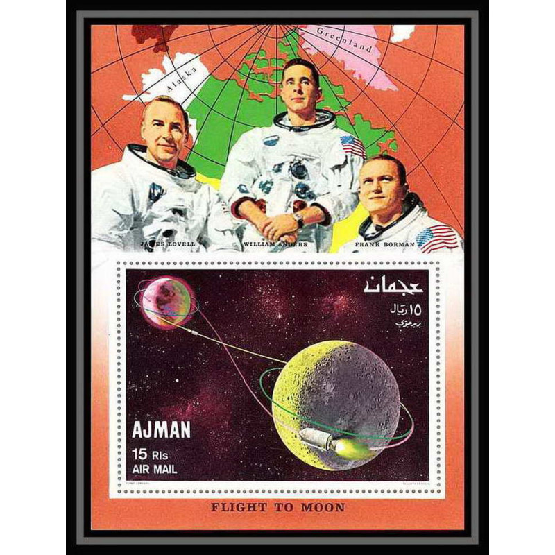 701 Ajman - MNH ** Mi N° 68 A trajactory of apollo 8 espace (space) lovell anders borman