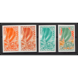 94054hh N°255 chars à voile sand yachts mauritanie Essai proof Non dentelé imperf ** MNH 1968 lot 4 couleurs