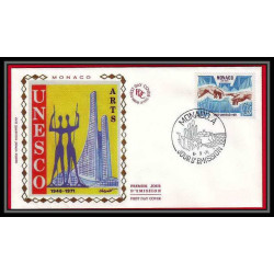 3031 Monaco N°855 UNESCO les arts Maquette d'artiste original paint artist work FDC signé Chesnot 1971
