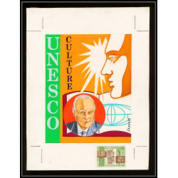 3032 Monaco N°857/858 UNESCO Michel-Ange prince Maquette d'artiste original paint artist work FDC signé Chesnot 1971
