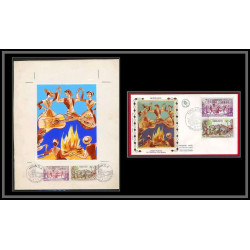 3040 Monaco 941/942 brandi danse dance feu de la st jean Maquette d'artiste original artist work FDC signé Chesnot 1973