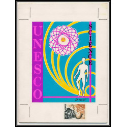 3043 Monaco N°856 unesco sciences SCIENCE Maquette d'artiste original artist work FDC signé Chesnot 1971