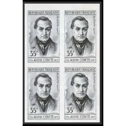 France N°1121 Auguste Comte philosophe ecrivain writer trial color proof Non dentelé imperf ** MNH bloc 4