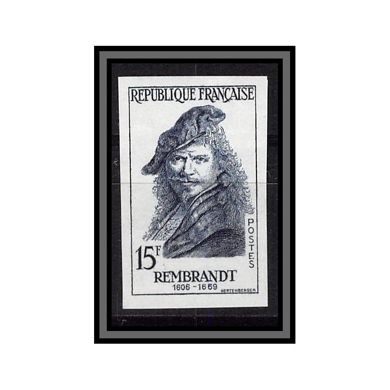 France N°1135 Rembrandt Tableau (Painting) NEDERLAND Essai proof Non dentelé imperf Sans gomme no gum (*) 1957