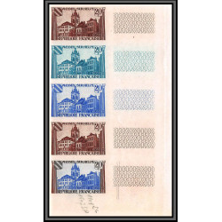 France N°1221 traité des Pyrénées. Avesnes-s-Helpe Non dentelé ** MNH Imperf strip 5 bande de 5 essais proof