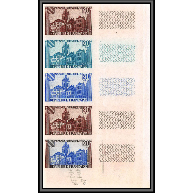 France N°1221 traité des Pyrénées. Avesnes-s-Helpe Non dentelé ** MNH Imperf strip 5 bande de 5 essais proof