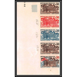 France N°1243 Musée d'art et d'industrie de Saint-Etienne loire Non dentelé ** MNH Imperf strip 5 bande 5 essais proof