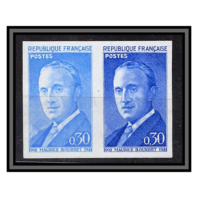 France N°1329 Maurice Bourdet Résistance guerre 1939/45 Essai proof Non dentelé imperf Sans gomme no gum (*) paire