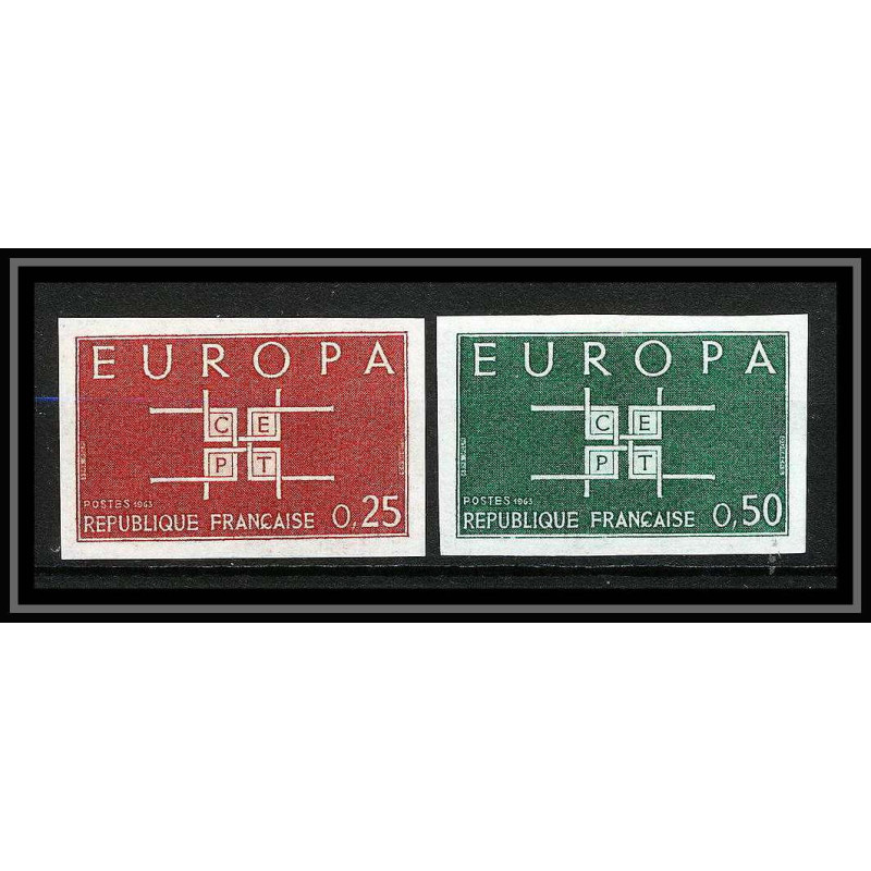 France N°1396 / 1397 europa 1963 cote 130 Non dentelé ** MNH (Imperf) discount