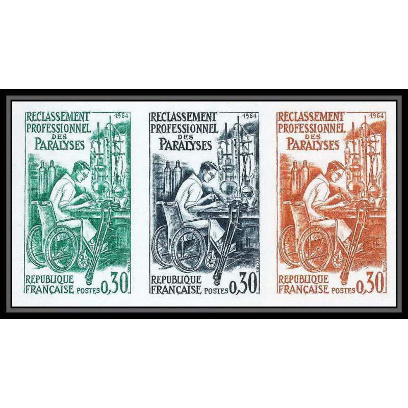 France N°1405 paralysés paralyzed handicap handicapes 1964 reclassement trial color proof Non dentelé imperf ** MNH