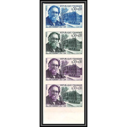 France N°1474 Elie Metchnikoff biologiste medecin biology essais essai color proof Non dentelé imperf ** MNH bande de 4