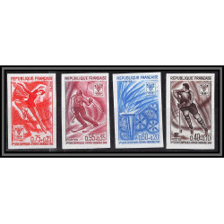 France N°1544/1547 4 timbres jeux olympiques olympics Grenoble 1968 Essai proof Non dentelé imperf Sans gomme no gum (*)