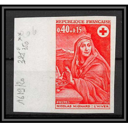 France N°1620 Croix rouge (red cross) 1969 Tableau (Painting) mignard Non dentelé ** MNH (Imperf)