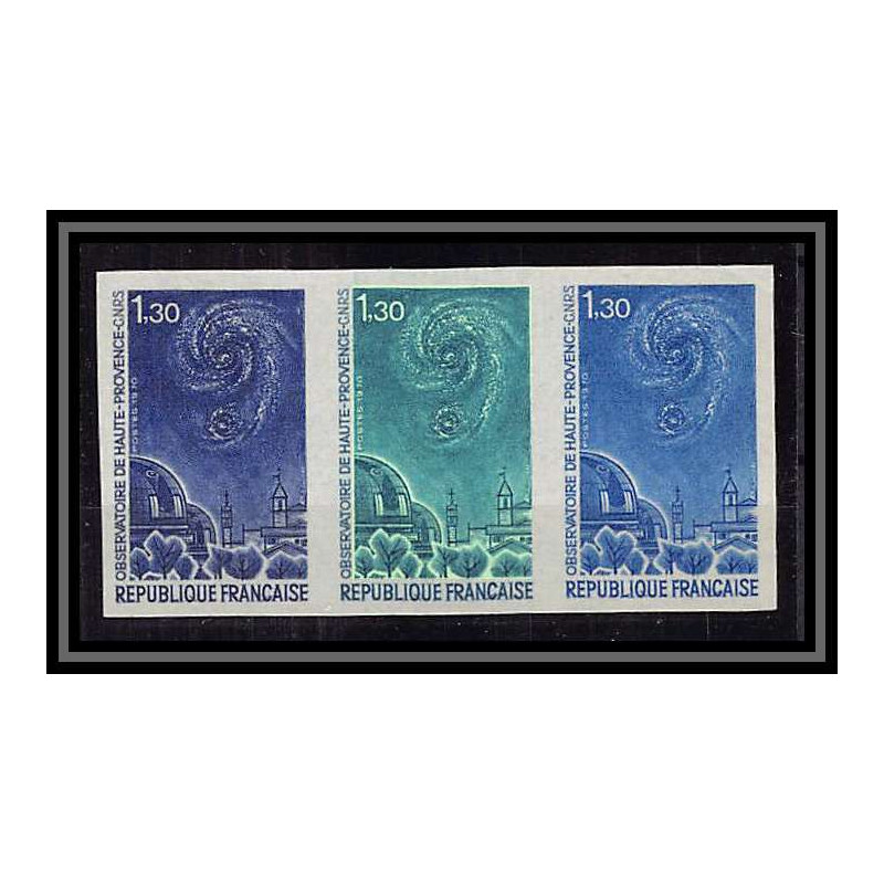 France N°1647 observatoire de haute provence bande de 3 Essai proof Non dentelé imperf