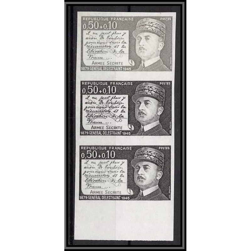 France N°1689 Delestraint Résistance guerre 1939/45 Essai (trial color proof) Non dentelé imperf ** MNH