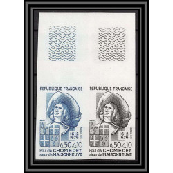 France N°1706 Chomedey de Maisonneuve montreal canada Essai (trial color proof) Non dentelé imperf ** MNH