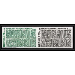 France N°1832 Arphila 75 Paris graphisme paire de 2 couleurs trial color proof Non dentelé imperf ** MNH