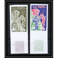 France N°1888 La Fête clown cique circus Essai (trial color proof) + Non dentelé imperf ** MNH