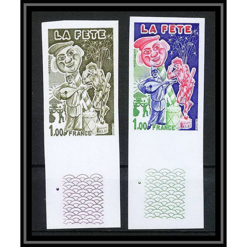 France N°1888 La Fête clown cique circus Essai (trial color proof) + Non dentelé imperf ** MNH