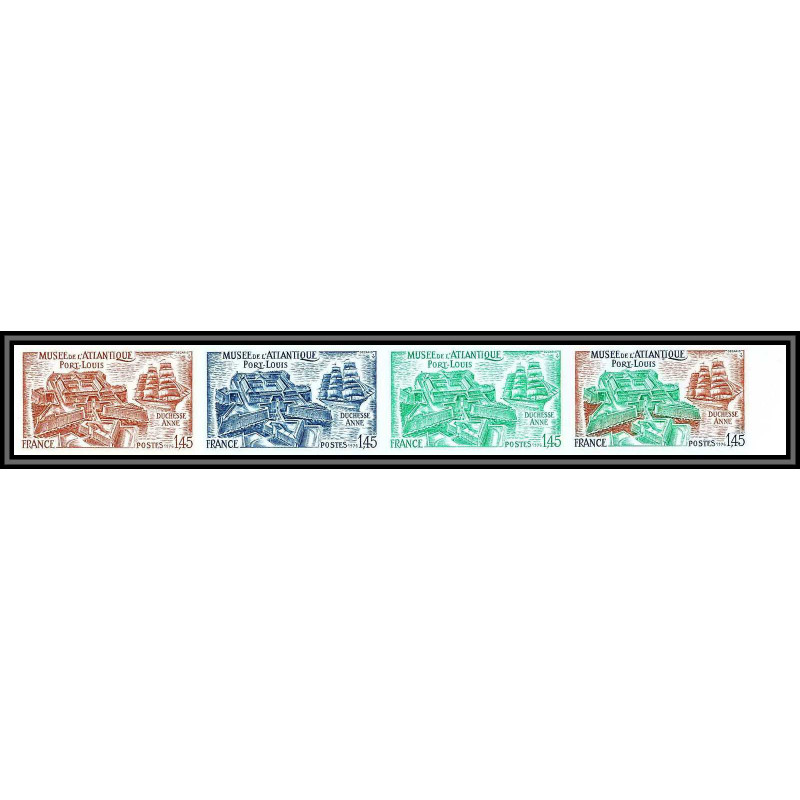 France N°1913 port louis morbihan musée de la marine Duchesse Anne bande 4 essai proof Non dentelé imperf ** MNH (2)