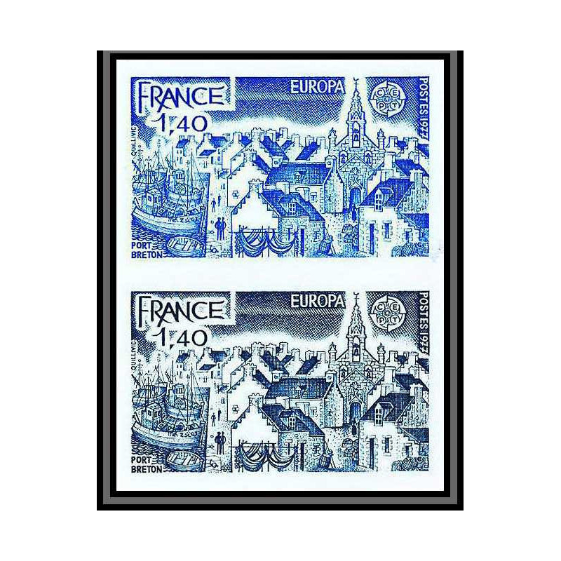 France N°1929 europa 1976 port breton paire essai proof Non dentelé imperf ** MNH