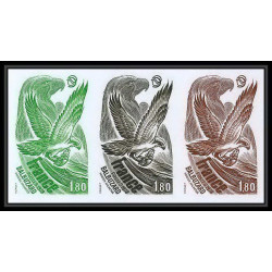 France N°2018 oiseaux (birds of prey) balbuzard rapaces osprey bande 3 trial color proof Non dentelé imperf ** MNH (2)