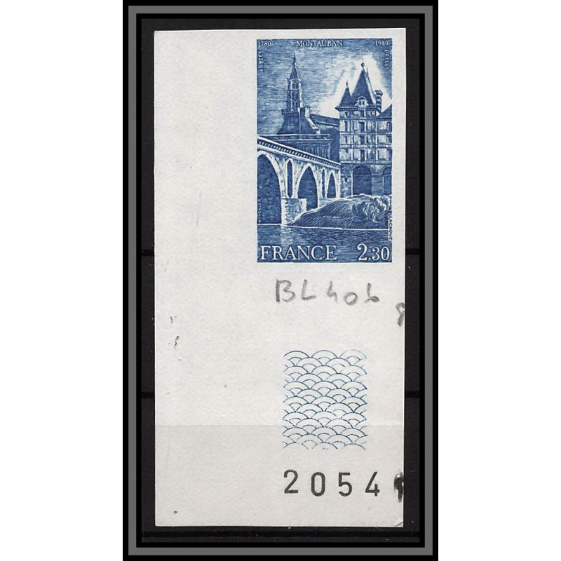 France N°2083 Montauban pont bridge église church chateau castle Essai proof Non dentelé imperf ** MNH coin de feuille