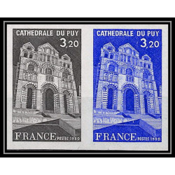 France N°2084 cathédrale du Puy (église church) haute loire Essai proof Non dentelé imperf ** MNH paire