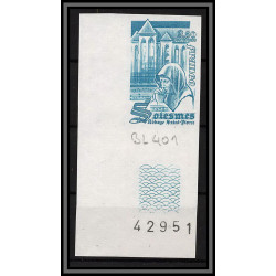 France N°2112 Abbaye Saint-Pierre de Solesmes eglise church Essai color proof Non dentelé imperf ** MNH coin de feuille