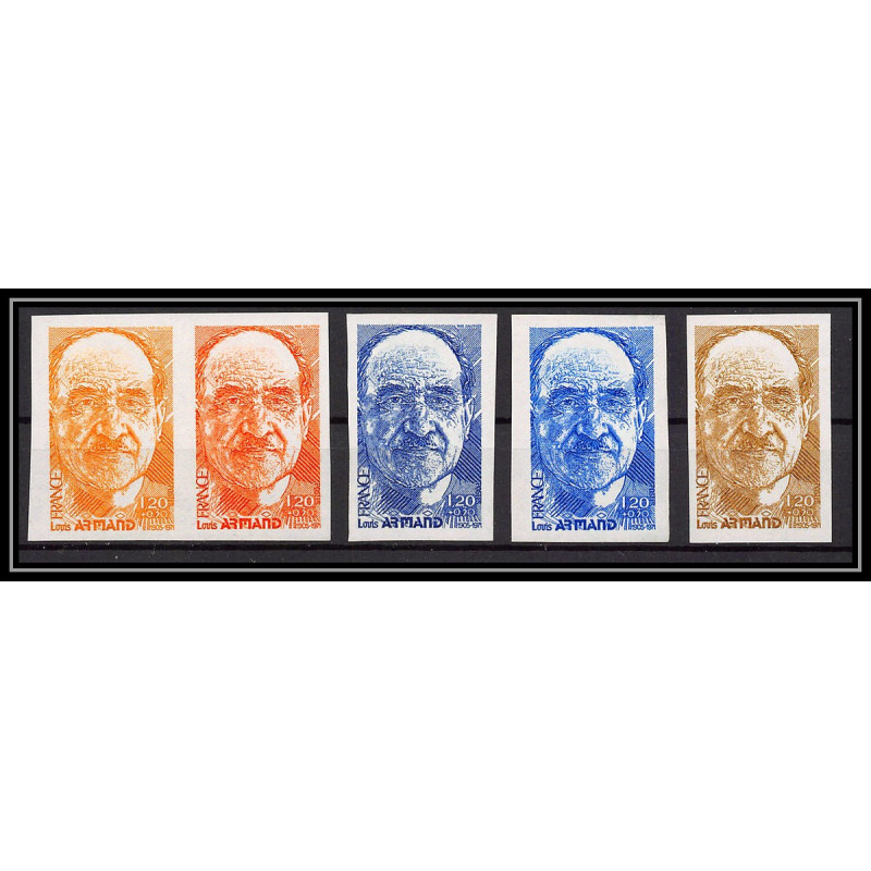 France N°2148 Louis Armand train sncf TGV lot de 5 couleurs différentes trial color proof Non dentelé imperf ** MNH 