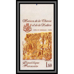 France N°2171 chasse Hotel de Guénégand cerf sculpture deer hunting Essai (trial color proof) Non dentelé imperf ** MNH 