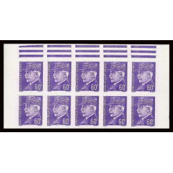 France N°509 pétain bloc de 10 Non dentelé ** MNH (Imperf)