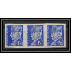 France N°515 marechal petain Non dentelé ** MNH (Imperf) essai de couleur trial color proof bande de 3