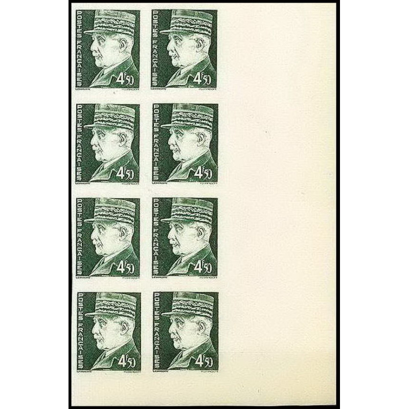 France N°523 pétain bloc de 6 Non dentelé ** MNH (Imperf)