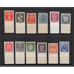France N°526/537 secours nationnal armoiries 1941 Non dentelé ** MNH Imperf cote maury 600 EUROS