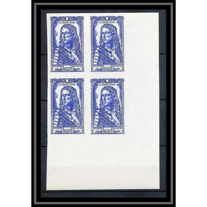 France N°615 Louis II prince Grand Condé duc d'Enghien Bloc de 4 Non dentelé ** MNH (Imperf)
