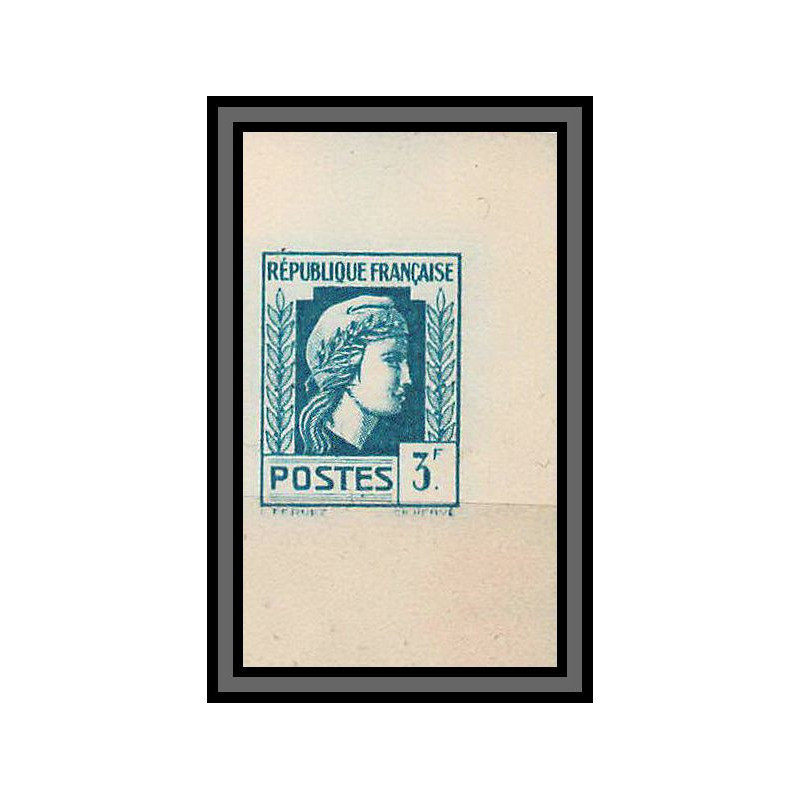 France N°642 Marianne Série d'Alger Non dentelé (Imperf) coin de feuille essai trial color proof