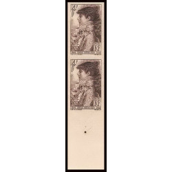 France N°738 sarah Bernhardt paire Non dentelé ** MNH (Imperf) paire cote maury 200 euros