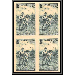 France N°740 Croisade de l'air pur - enfants child Non dentelé imperf ** MNH bloc 4 cote maury 240 euros
