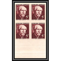 France N°820/821 paul Langevin Jean Perrin physique chimie physic Non dentelé ** MNH Imperf bloc 4 cote maury 220 EUROS