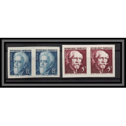 France N°820/821 paul Langevin Jean Perrin physique chimie physic Non dentelé ** MNH Imperf paire cote maury 110 EUROS