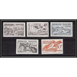 France N°960/965 5 timbres jeux olympiques olympics helsinki 1952 Essai proof Non dentelé imperf Sans gomme no gum (*)