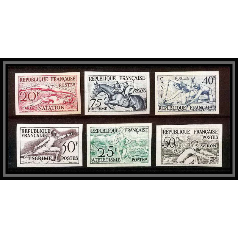 France N°960/965 jeux olympiques (olympic games) d'Helsinki 1952 Essai trial color proof Non dentelé imperf ** MNH