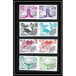 France préoblitere PREO N°150/153 paire signe du zodiaque zodiac sign lot de 8 Essai proof Non dentelé imperf **