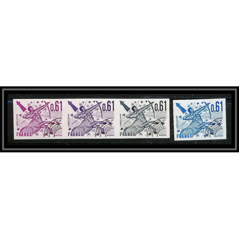 France préoblitere PREO N°154 sagittaire signe zodiaque zodiac sign lot de 4 Essai proof Non dentelé (imperf **