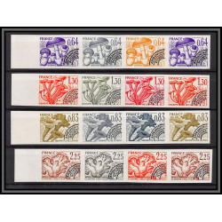 France préoblitere PREO N°158/161 Champignons mushroom funghi Non dentelé ** MNH Imperf essais essai 1979 bandes de 4