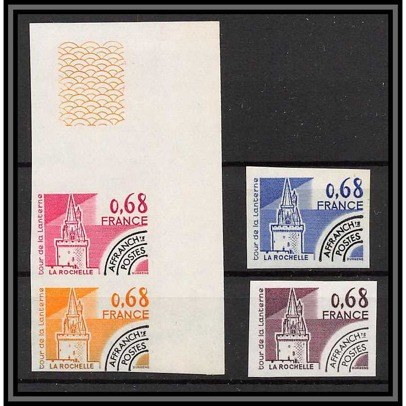 France préoblitere PREO N°162 Tour de la Lanterne la rochelle chateau castle Non dentelé ** MNH Imperf lot 4 essai proof